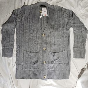 MEROKEETY Women's Long Sleeve Cable Knit Button Cardigan Sweater Open Front XL